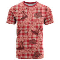 Red Palaka Hawaii Cowboy T Shirt Puakenikeni Lei Paniolo Papale Seamless Vibes - Polynesian Pride