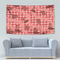Red Palaka Hawaii Cowboy Tapestry Puakenikeni Lei Paniolo Papale Seamless Vibes - Polynesian Pride