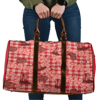 Red Palaka Hawaii Cowboy Travel Bag Puakenikeni Lei Paniolo Papale Seamless Vibes - Polynesian Pride