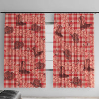 Red Palaka Hawaii Cowboy Window Curtain Puakenikeni Lei Paniolo Papale Seamless Vibes - Polynesian Pride