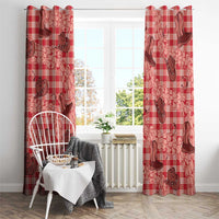 Red Palaka Hawaii Cowboy Window Curtain Puakenikeni Lei Paniolo Papale Seamless Vibes - Polynesian Pride