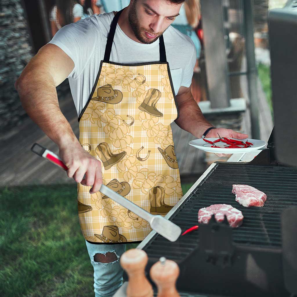 Yellow Palaka Hawaii Cowboy Apron Puakenikeni Lei Paniolo Papale Seamless Vibes - Polynesian Pride