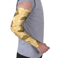 Yellow Palaka Hawaii Cowboy Arm Sleeves Puakenikeni Lei Paniolo Papale Seamless Vibes - Polynesian Pride