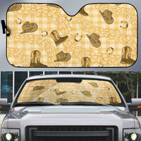 Yellow Palaka Hawaii Cowboy Auto Sun Shade Puakenikeni Lei Paniolo Papale Seamless Vibes - Polynesian Pride