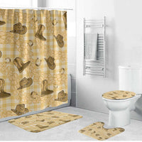 Yellow Palaka Hawaii Cowboy Bathroom Set Puakenikeni Lei Paniolo Papale Seamless Vibes - Polynesian Pride