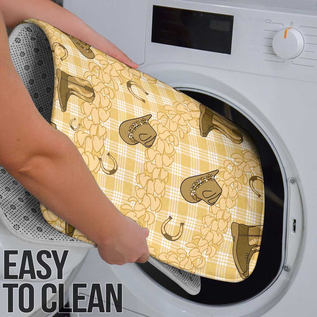 Yellow Palaka Hawaii Cowboy Bathroom Set Puakenikeni Lei Paniolo Papale Seamless Vibes - Polynesian Pride