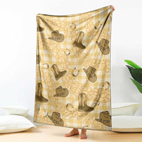 Yellow Palaka Hawaii Cowboy Blanket Puakenikeni Lei Paniolo Papale Seamless Vibes - Polynesian Pride