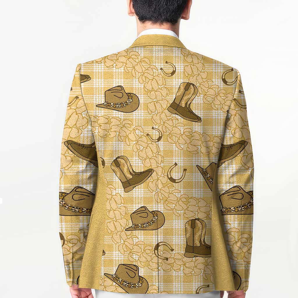 Yellow Palaka Hawaii Cowboy Blazer Puakenikeni Lei Paniolo Papale Seamless Vibes - Polynesian Pride