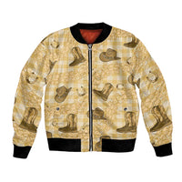 Yellow Palaka Hawaii Cowboy Bomber Jacket Puakenikeni Lei Paniolo Papale Seamless Vibes - Polynesian Pride