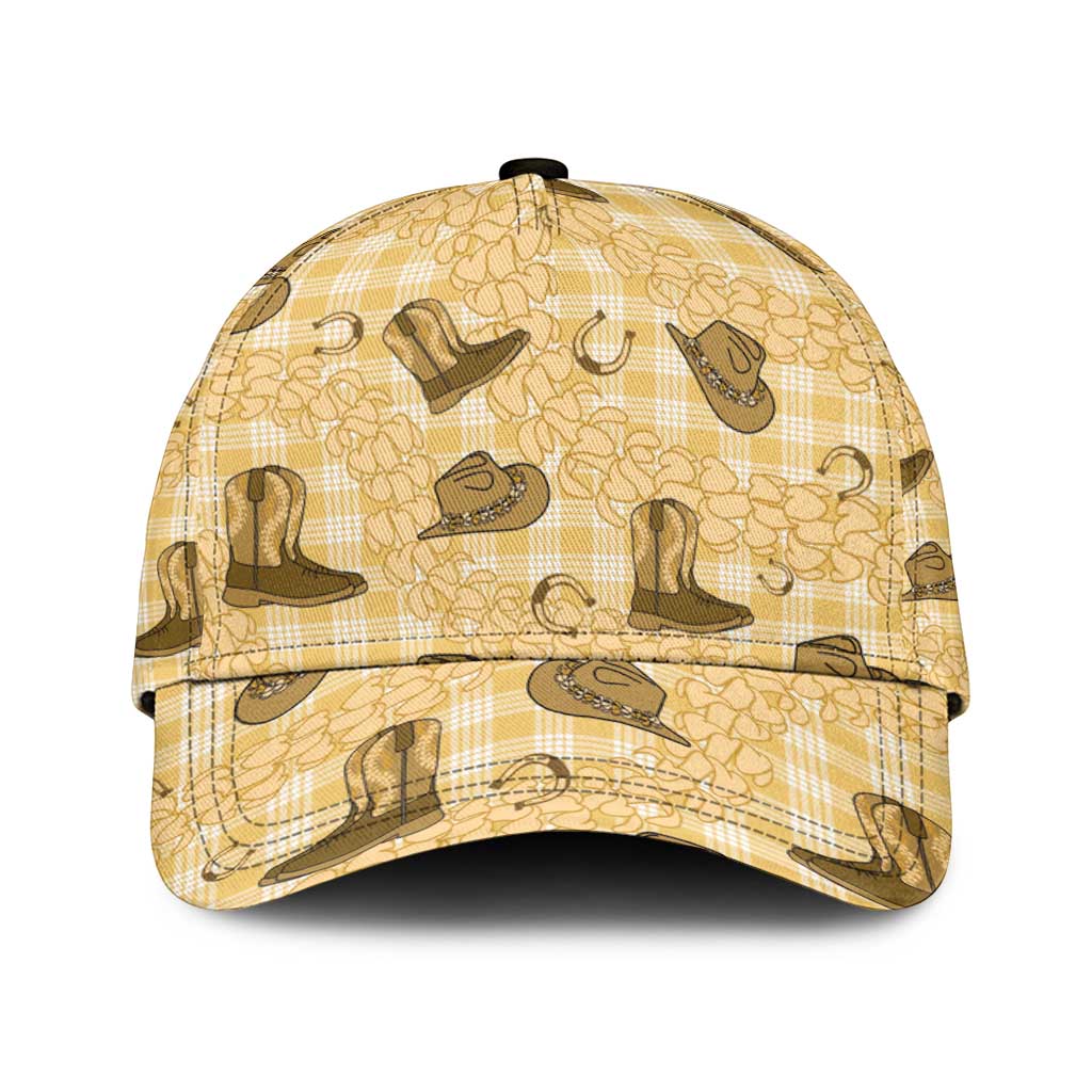 Yellow Palaka Hawaii Cowboy Classic Cap Puakenikeni Lei Paniolo Papale Seamless Vibes - Polynesian Pride