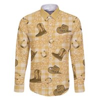 Yellow Palaka Hawaii Cowboy Family Matching Off Shoulder Maxi Dress and Hawaiian Shirt Puakenikeni Lei Paniolo Papale Seamless Vibes - Polynesian Pride