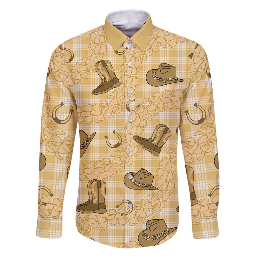 Yellow Palaka Hawaii Cowboy Family Matching Puletasi and Hawaiian Shirt Puakenikeni Lei Paniolo Papale Seamless Vibes - Polynesian Pride