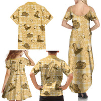Yellow Palaka Hawaii Cowboy Family Matching Summer Maxi Dress and Hawaiian Shirt Puakenikeni Lei Paniolo Papale Seamless Vibes - Polynesian Pride
