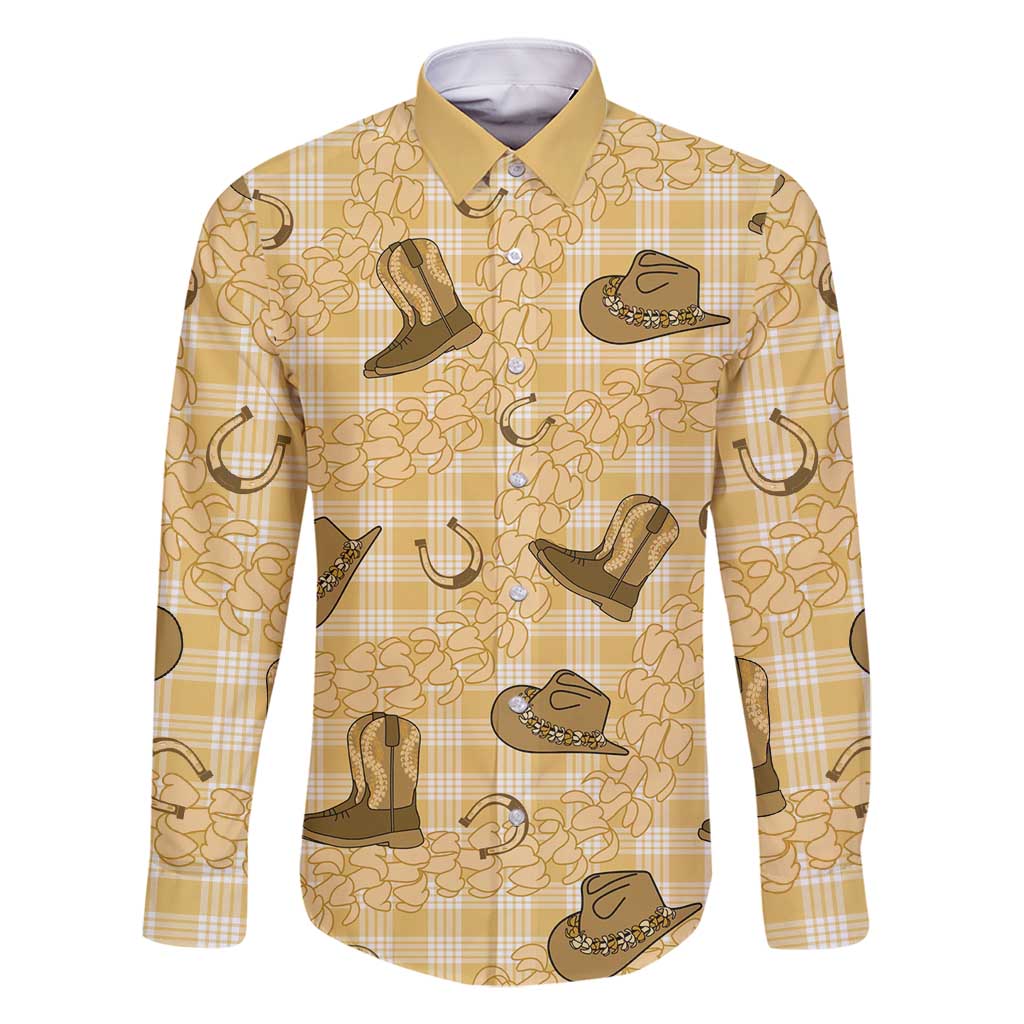 Yellow Palaka Hawaii Cowboy Family Matching Summer Maxi Dress and Hawaiian Shirt Puakenikeni Lei Paniolo Papale Seamless Vibes - Polynesian Pride