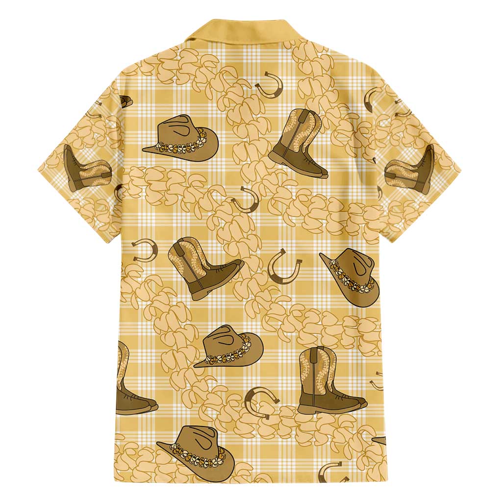 Yellow Palaka Hawaii Cowboy Hawaiian Shirt Puakenikeni Lei Paniolo Papale Seamless Vibes - Polynesian Pride