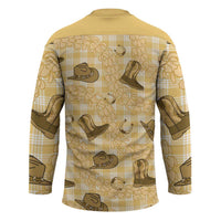 Yellow Palaka Hawaii Cowboy Hockey Jersey Puakenikeni Lei Paniolo Papale Seamless Vibes - Polynesian Pride