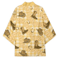 Yellow Palaka Hawaii Cowboy Kimono Puakenikeni Lei Paniolo Papale Seamless Vibes - Polynesian Pride