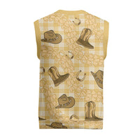 Yellow Palaka Hawaii Cowboy Christmas Knitted V-Neck Vest Puakenikeni Lei Paniolo Papale Seamless Vibes - Polynesian Pride