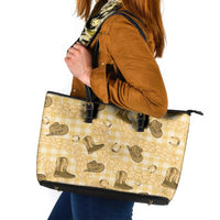 Yellow Palaka Hawaii Cowboy Leather Tote Bag Puakenikeni Lei Paniolo Papale Seamless Vibes - Polynesian Pride