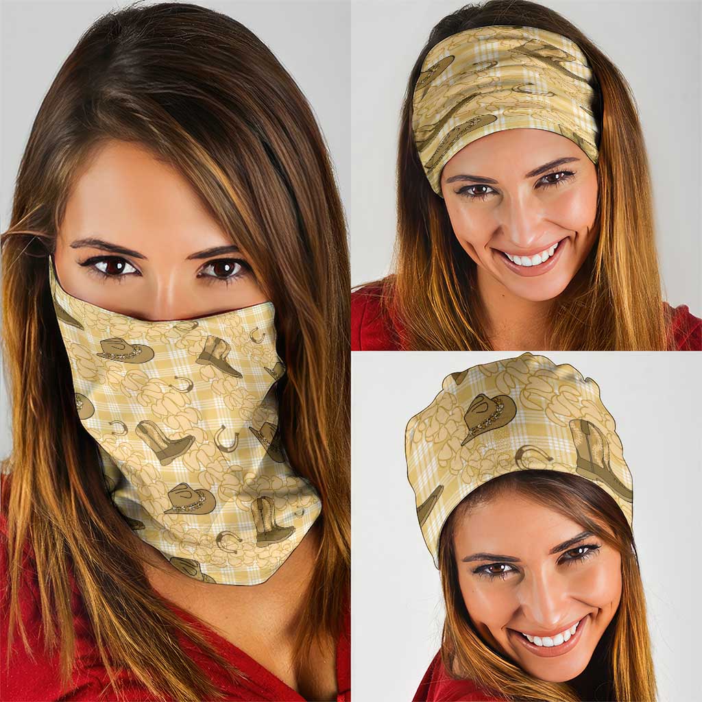 Yellow Palaka Hawaii Cowboy Neck Gaiter Puakenikeni Lei Paniolo Papale Seamless Vibes - Polynesian Pride
