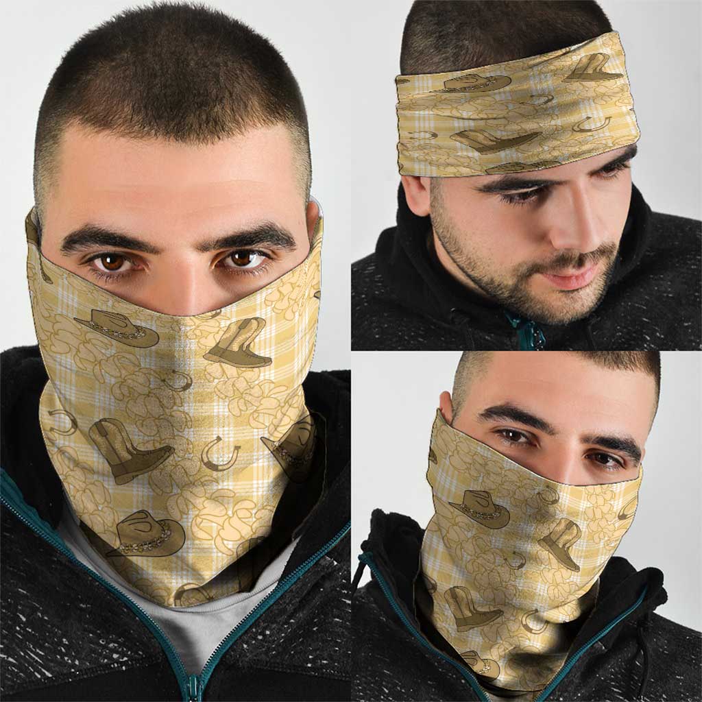 Yellow Palaka Hawaii Cowboy Neck Gaiter Puakenikeni Lei Paniolo Papale Seamless Vibes - Polynesian Pride