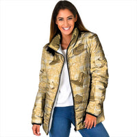 Yellow Palaka Hawaii Cowboy Padded Jacket Puakenikeni Lei Paniolo Papale Seamless Vibes - Polynesian Pride