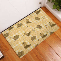 Yellow Palaka Hawaii Cowboy Rubber Doormat Puakenikeni Lei Paniolo Papale Seamless Vibes - Polynesian Pride