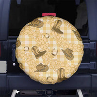 Yellow Palaka Hawaii Cowboy Spare Tire Cover Puakenikeni Lei Paniolo Papale Seamless Vibes - Polynesian Pride