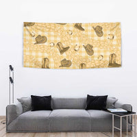 Yellow Palaka Hawaii Cowboy Tapestry Puakenikeni Lei Paniolo Papale Seamless Vibes - Polynesian Pride