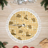 Yellow Palaka Hawaii Cowboy Tree Skirt Puakenikeni Lei Paniolo Papale Seamless Vibes - Polynesian Pride