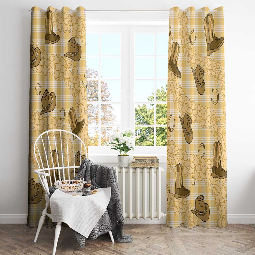 Yellow Palaka Hawaii Cowboy Window Curtain Puakenikeni Lei Paniolo Papale Seamless Vibes - Polynesian Pride