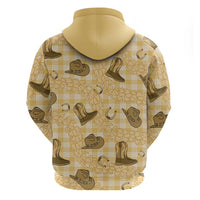 Yellow Palaka Hawaii Cowboy Zip Hoodie Puakenikeni Lei Paniolo Papale Seamless Vibes - Polynesian Pride