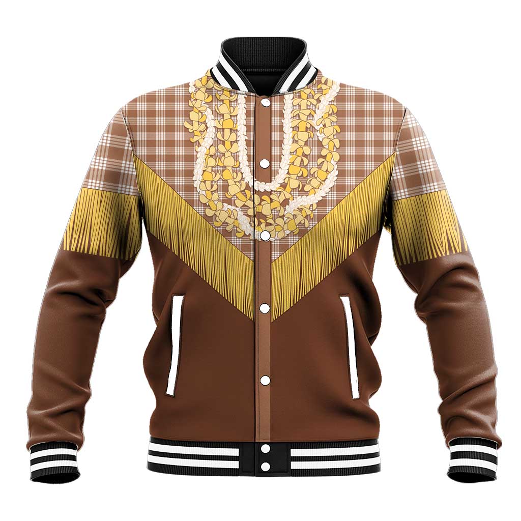 Aloha Hawaii Cowboy Custome Baseball Jacket Puakenikeni Lei Palaka Tassel Style - Polynesian Pride