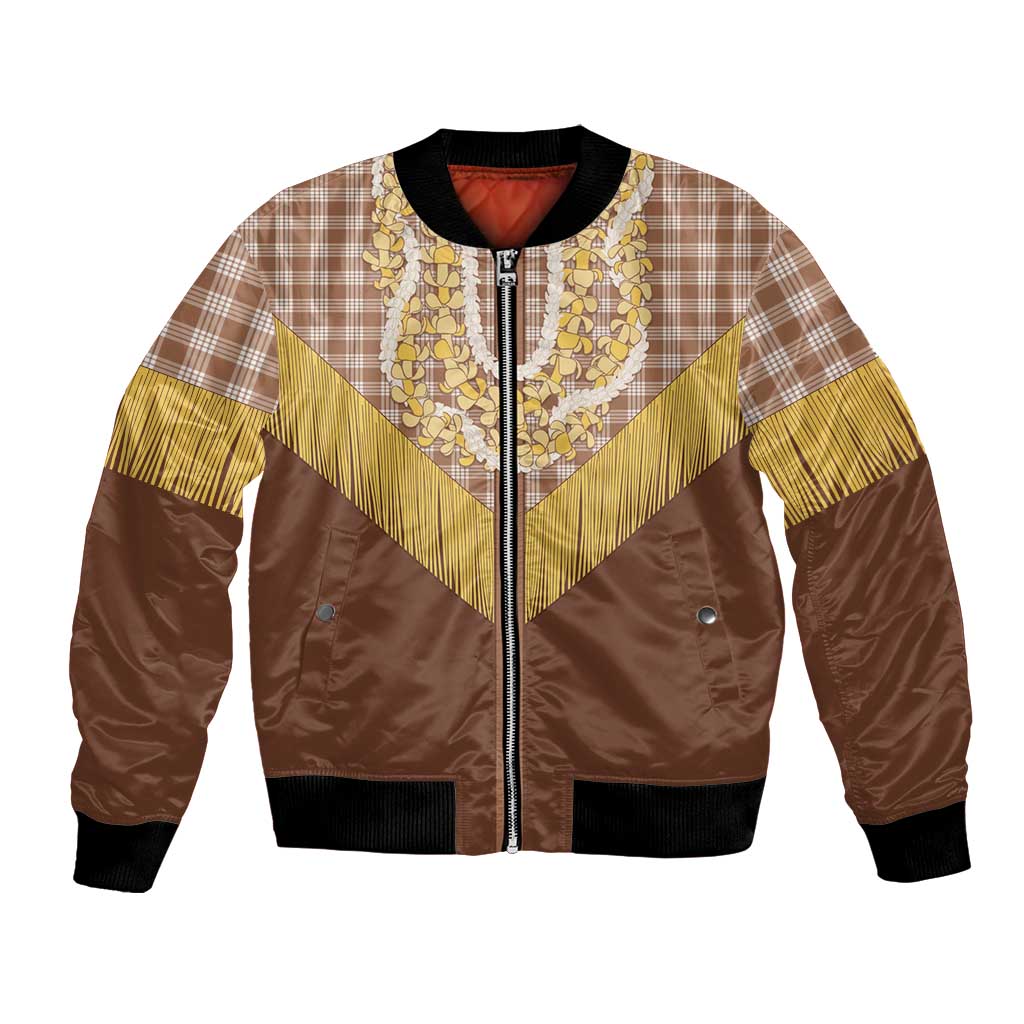 Aloha Hawaii Cowboy Custome Bomber Jacket Puakenikeni Lei Palaka Tassel Style - Polynesian Pride