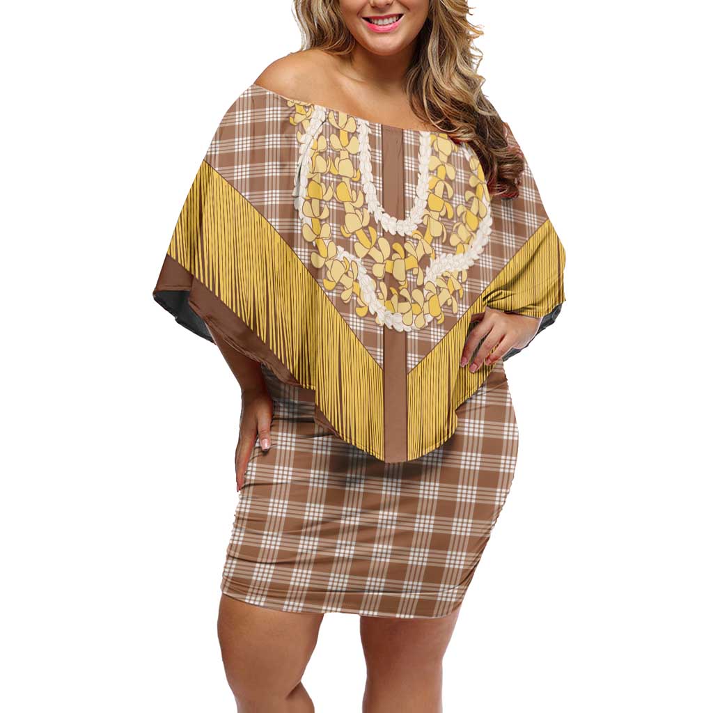 Aloha Hawaii Cowboy Custome Family Matching Off Shoulder Short Dress and Hawaiian Shirt Puakenikeni Lei Palaka Tassel Style - Polynesian Pride