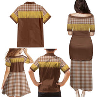 Aloha Hawaii Cowboy Custome Family Matching Puletasi and Hawaiian Shirt Puakenikeni Lei Palaka Tassel Style - Polynesian Pride