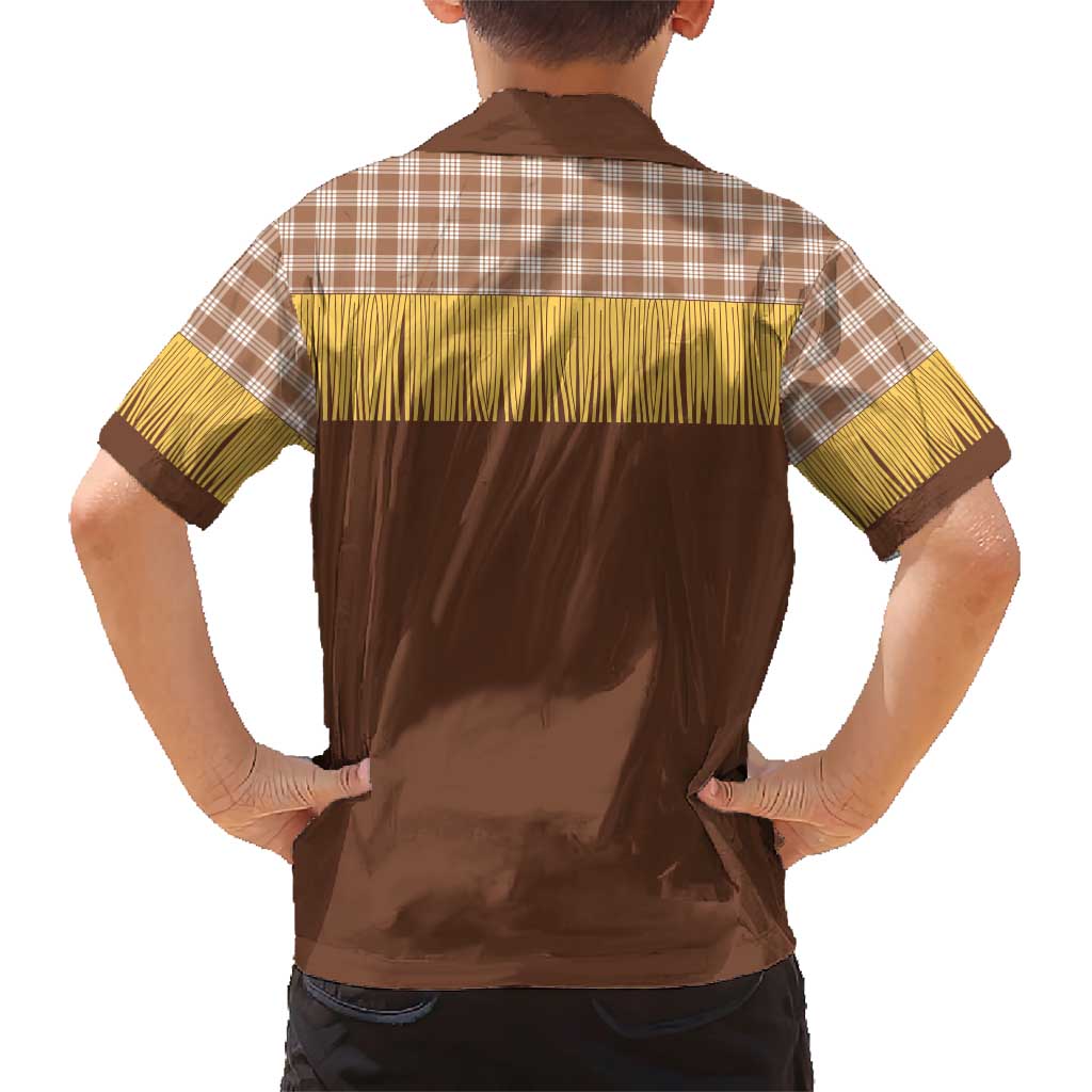 Aloha Hawaii Cowboy Custome Family Matching Short Sleeve Bodycon Dress and Hawaiian Shirt Puakenikeni Lei Palaka Tassel Style - Polynesian Pride