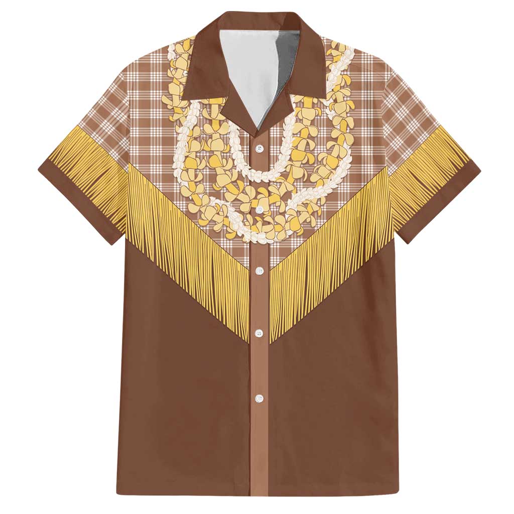 Aloha Hawaii Cowboy Custome Family Matching Short Sleeve Bodycon Dress and Hawaiian Shirt Puakenikeni Lei Palaka Tassel Style - Polynesian Pride
