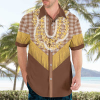 Aloha Hawaii Cowboy Custome Hawaiian Shirt Puakenikeni Lei Palaka Tassel Style - Polynesian Pride
