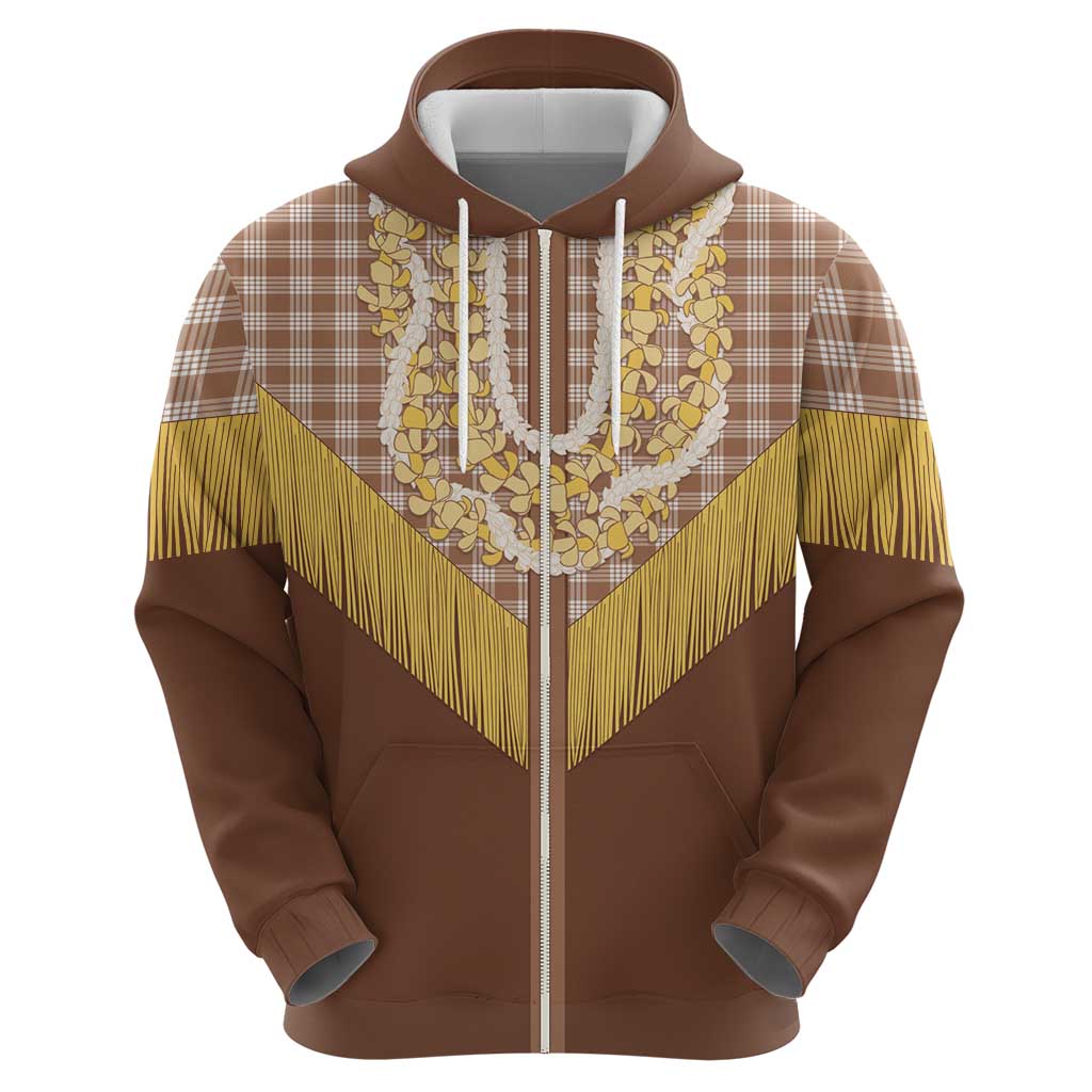 Aloha Hawaii Cowboy Custome Hoodie Puakenikeni Lei Palaka Tassel Style - Polynesian Pride