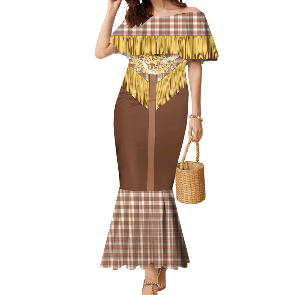 Aloha Hawaii Cowboy Custome Mermaid Dress Puakenikeni Lei Palaka Tassel Style - Polynesian Pride