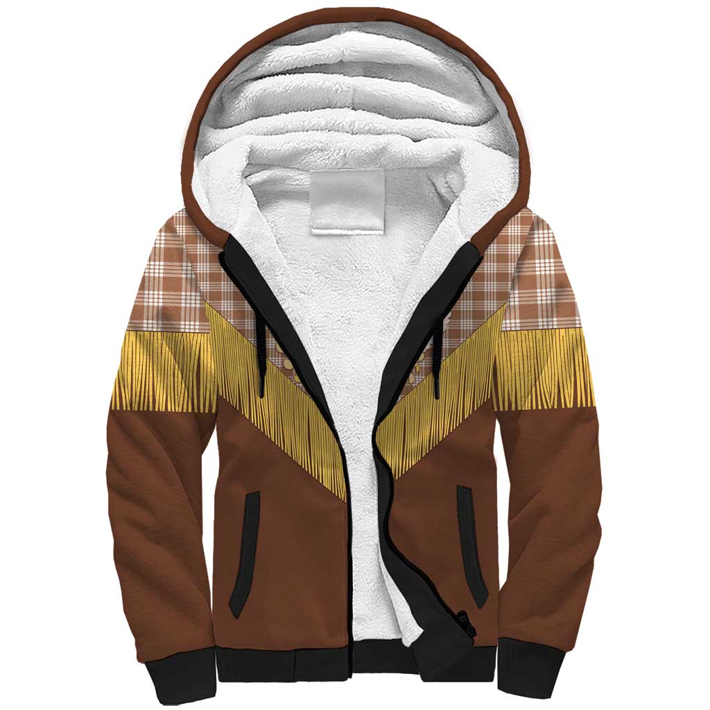 Aloha Hawaii Cowboy Custome Sherpa Hoodie Puakenikeni Lei Palaka Tassel Style - Polynesian Pride