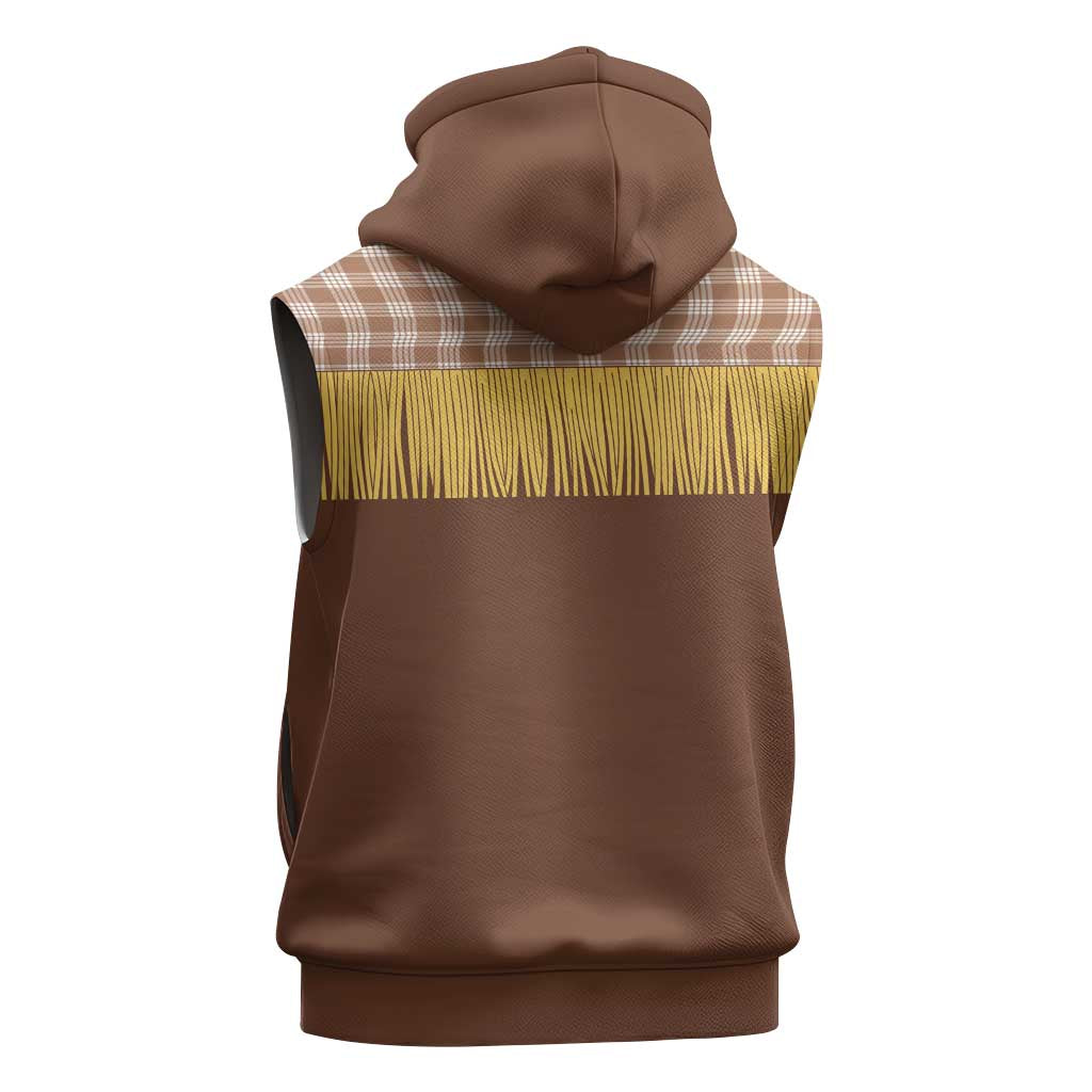 Aloha Hawaii Cowboy Custome Sleeveless Hoodie Puakenikeni Lei Palaka Tassel Style - Polynesian Pride