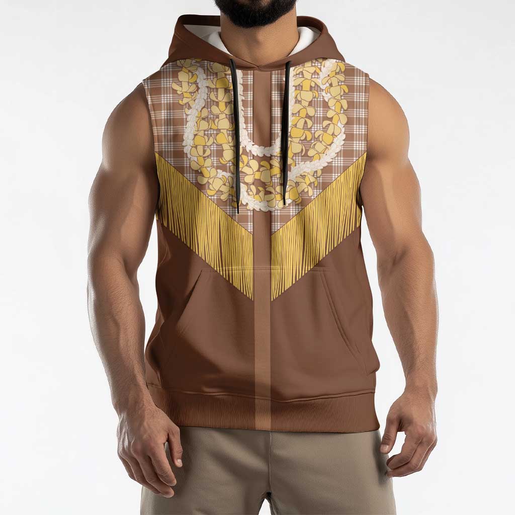 Aloha Hawaii Cowboy Custome Sleeveless Hoodie Puakenikeni Lei Palaka Tassel Style - Polynesian Pride