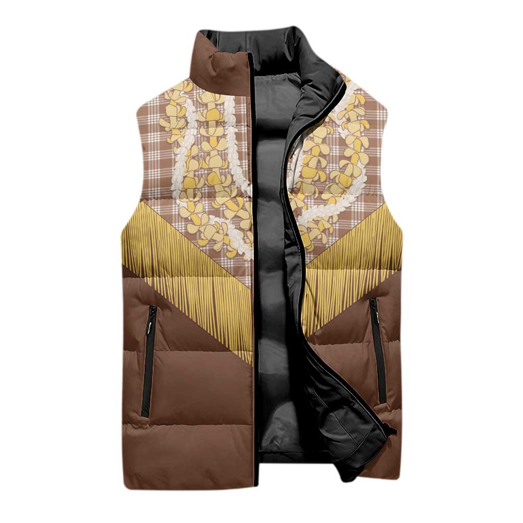 Aloha Hawaii Cowboy Custome Sleeveless Puffer Jacket Puakenikeni Lei Palaka Tassel Style - Polynesian Pride