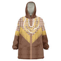 Aloha Hawaii Cowboy Custome Wearable Blanket Hoodie Puakenikeni Lei Palaka Tassel Style - Polynesian Pride