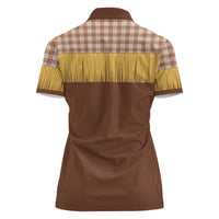 Aloha Hawaii Cowboy Custome Women Polo Shirt Puakenikeni Lei Palaka Tassel Style - Polynesian Pride