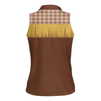 Aloha Hawaii Cowboy Custome Women Sleeveless Polo Shirt Puakenikeni Lei Palaka Tassel Style - Polynesian Pride