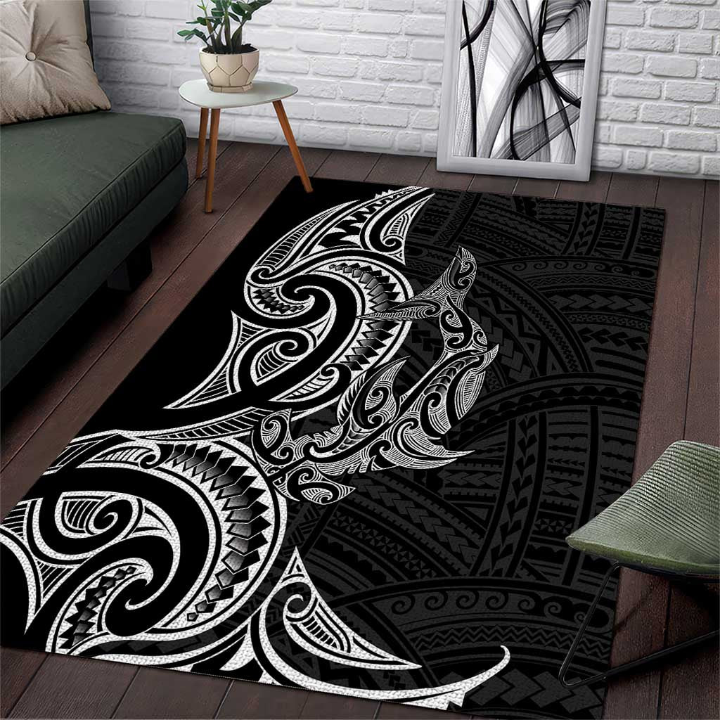 New Zealand Hammerhead Shark Area Rug Maori Haehae Mangopare Black - Polynesian Pride