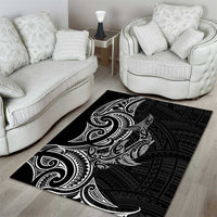 New Zealand Hammerhead Shark Area Rug Maori Haehae Mangopare Black - Polynesian Pride
